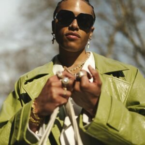 Veste en cuir verte